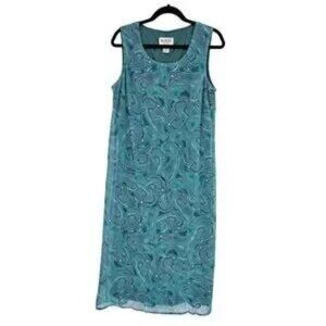 Kari New York Women's Sleeveless Floral Polyester Blue Midi Dress Size 12